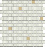 Ginko Tree Field Tile in White/Black/Light Yellow, Green, Red - 3/4" Square Tiles (Broken Joint) - Sold Per Sheet