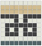 Ginko Tree Straight Border Tile in White/Black/Light Yellow, Green, Red - 3/4" Square Tiles - Sold Per Sheet