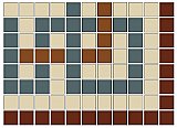 Doric Greek Key Inside Corner Border Tile in Caramel, Cream, Green, Red - 3/4" Square Tiles - Sold Per Sheet