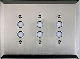 Jumbo Oversized Satin Nickel Stamped Triple Pushbutton Switchplate / Cover Plate