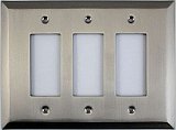 Jumbo Oversized Satin Nickel Stamped Triple GFCI Switchplate / Cover Plate