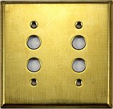 Raw Brass Double Pushbutton Switchplate