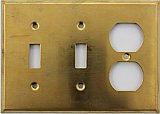 Raw Brass Double Toggle / Single Duplex Switchplate