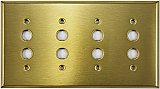 Satin Brass Quad Pushbutton Switchplate