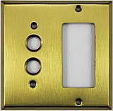 Satin Brass Pushbutton / GFCI Switchplate