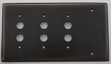 Oil Rubbed Bronze Forged Switchplate: Triple Pushbutton / Single Blank