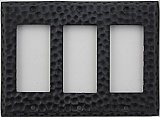 Hammered Black Forged Triple GFCI Forged Switchplate