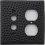 Hammered Black Forged Single Pushbutton/ Single Duplex Forged Switchplate