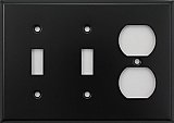Matte Black Stamped Double Toggle / Single Duplex Switchplate / Cover Plate