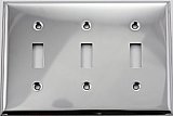 Polished Stainless Steel Stamped Triple Toggle Switchplate / Cover Plate
