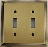 Deco Antique Brass Double Toggle Forged Switchplate