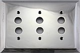 Deco Polished Nickel Triple Pushbutton Forged Switchplate