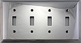 Deco Polished Nickel Quad Toggle Forged Switchplate