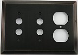 Deco Oil Rubbed Bronze Double Pushbutton/ Single Duplex Forged Switchplate