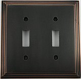 Deco Oil Rubbed Bronze Double Toggle Forged Switchplate