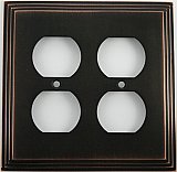 Deco Oil Rubbed Bronze Double Duplex Forged Switchplate