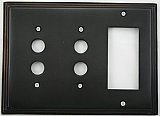 Deco Oil Rubbed Bronze Double Pushbutton/ Single GFCI Forged Switchplate