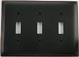 Deco Oil Rubbed Bronze Triple Toggle Forged Switchplate