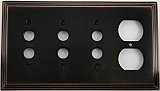 Deco Oil Rubbed Bronze Triple Pushbutton/ Single Duplex Forged Switchplate