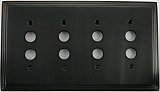 Deco Oil Rubbed Bronze Quad Pushbutton Forged Switchplate