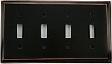 Deco Oil Rubbed Bronze Quad Toggle Forged Switchplate