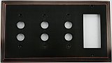 Deco Oil Rubbed Bronze Triple Pushbutton/ Single GFCI Forged Switchplate