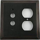 Deco Oil Rubbed Bronze Single Pushbutton/ Single Duplex Forged Switchplate