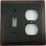 Deco Oil Rubbed Bronze Single Toggle/ Single Duplex Forged Switchplate