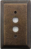 Deco Aged Antique Brass Single Pushbutton Forged Switchplate