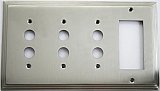 Deco Satin Nickel Triple Pushbutton/ Single GFCI Forged Switchplate