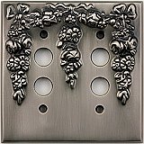 Festoon Antique Pewter Double Pushbutton Forged Switchplate