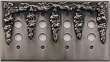 Festoon Antique Pewter Quad Pushbutton Forged Switchplate