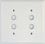 Smooth White Double Pushbutton Switchplate, Stamped Steel