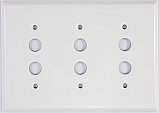 Smooth White Triple Pushbutton Switchplate, Stamped Steel
