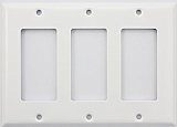 Smooth White Triple GFCI Switchplate, Stamped Steel
