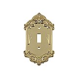 Solid Brass Victorian Switchplate - Unlacquered Polished Brass - Single Toggle