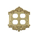 Solid Brass Victorian Switchplate - Unlacquered Polished Brass - Double Duplex