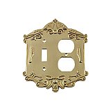 Solid Brass Victorian Switchplate - Unlacquered Polished Brass - Duplex/Toggle