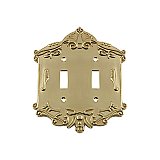 Solid Brass Victorian Switchplate - Polished Brass - Double Toggle