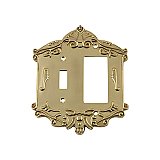 Solid Brass Victorian Switchplate - Polished Brass - GFCI/Toggle