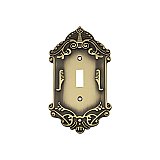 Solid Brass Victorian Switchplate - Antique Brass - Single Toggle