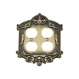 Solid Brass Victorian Switchplate - Antique Brass - Double Duplex
