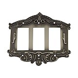 Solid Brass Victorian Switchplate - Antique Pewter - Triple GFCI