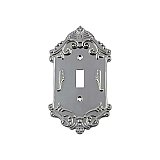 Solid Brass Victorian Switchplate - Bright Chrome - Single Toggle