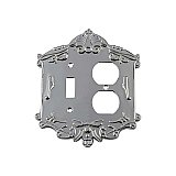 Solid Brass Victorian Switchplate - Bright Chrome - Duplex/Toggle