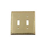 Solid Brass Egg & Dart Switchplate - Unlacquered Polished Brass - Double Toggle