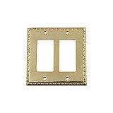 Solid Brass Egg & Dart Switchplate - Unlacquered Polished Brass - Double GFCI