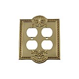 Solid Brass Meadows Switchplate - Unlacquered Polished Brass - Double Duplex