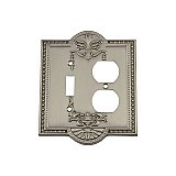 Solid Brass Meadows Switchplate - Satin Nickel - Duplex/Toggle