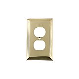 Solid Brass Deco Switchplate - Unlacquered Polished Brass - Single Duplex